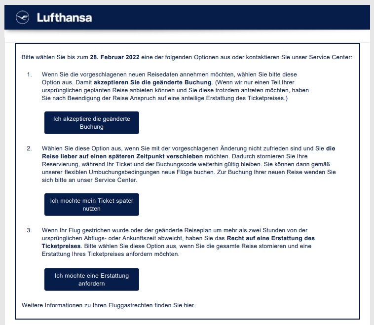 Lufthansa Aenderung Reservierung